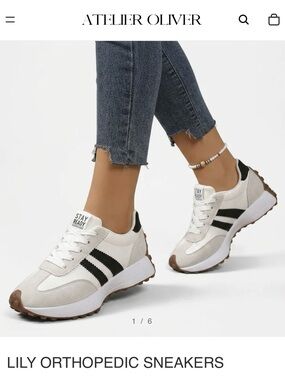 Lily Orthopedic Sneakers — White, Black & Brown
